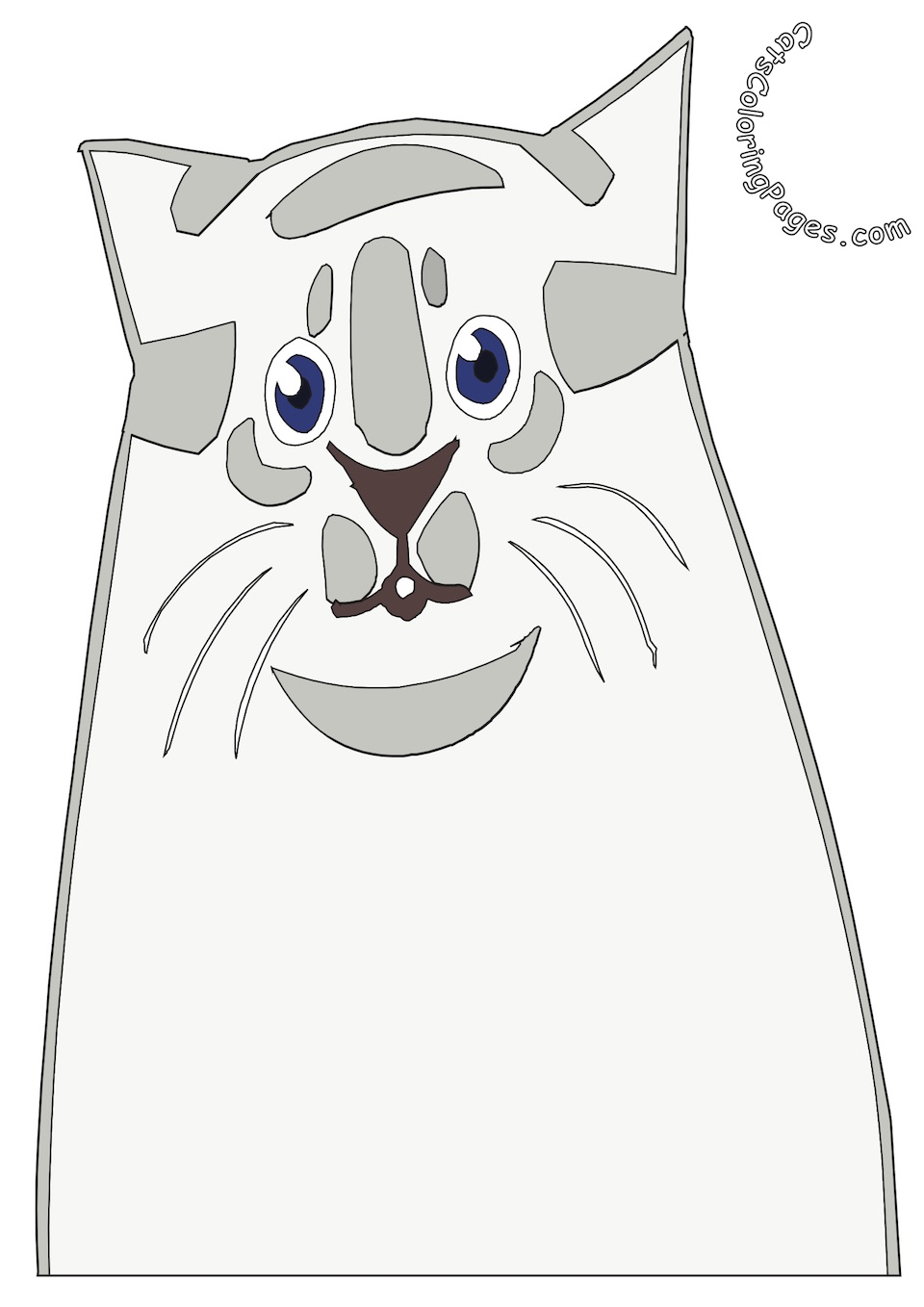 Happy Senior Fat Cat Colored Coloring Page