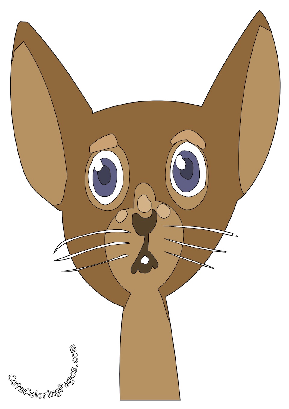 Curious Slim Cat Colored Coloring Page