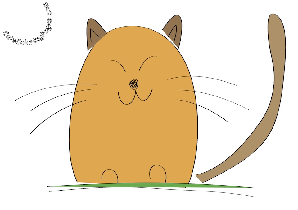 Cute Orange Cat Colored Coloring Page