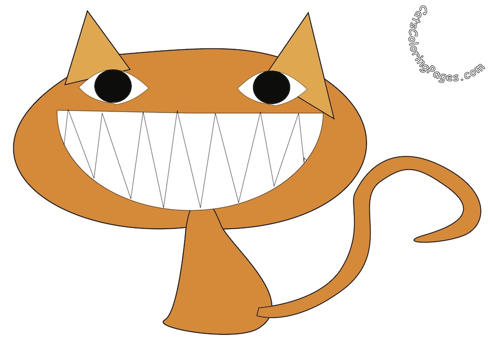 Smiling Orange Cat Colored Coloring Page