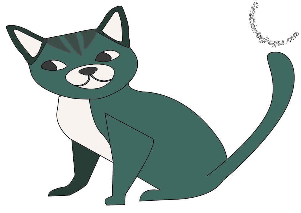Cat Searching Colored Coloring Page