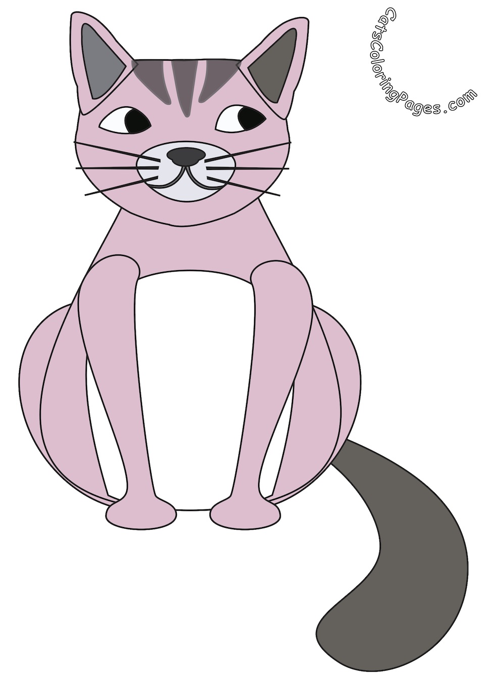 A Pink Fat Cat Colored Coloring Page